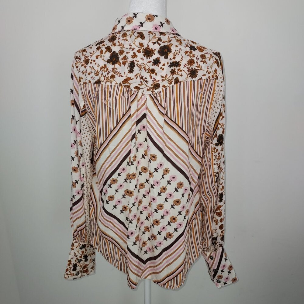 Free People Hazel Patchwork Button Down Blouse In… - image 4